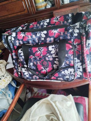 Bolso viaje flores - Rojo