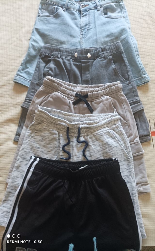 Lote de 5 pantalones cortos niño talla 9/10. 140cm