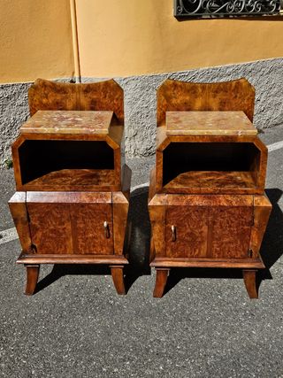 Coppia comodini Art Decò - Noce Radica