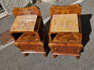 Coppia comodini Art Decò - Noce Radica