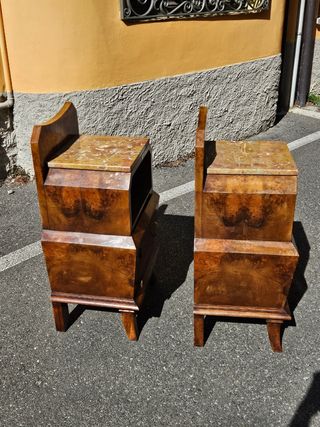 Coppia comodini Art Decò - Noce Radica