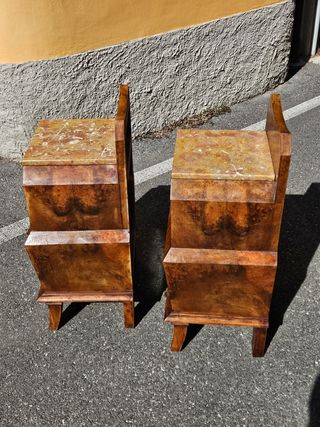 Coppia comodini Art Decò - Noce Radica