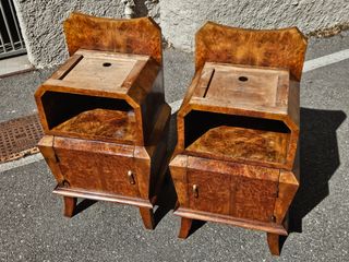 Coppia comodini Art Decò - Noce Radica