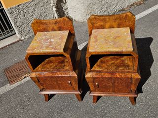 Coppia comodini Art Decò - Noce Radica