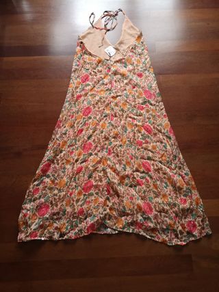Vestido boho halter largo multicolor