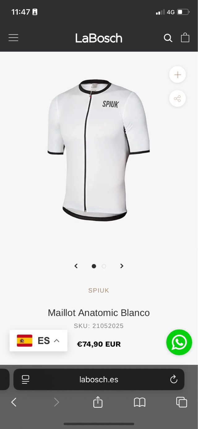 Maillot ciclismo Spiuk blanco talla L