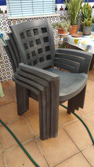 4 Sillones de Jardín Verdes - Plástico