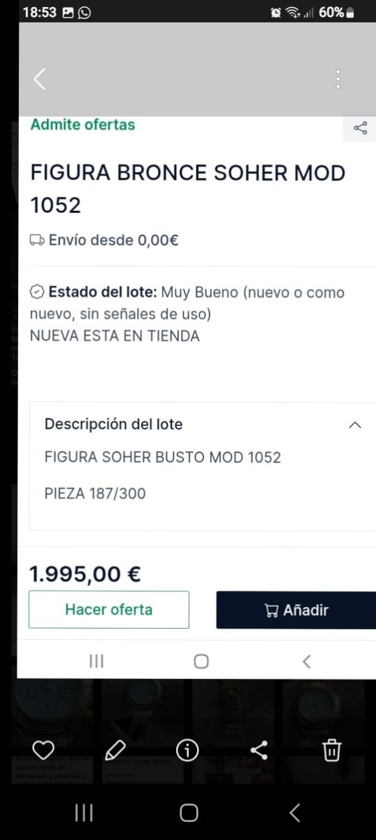 Figura soher Busto bronce firmado y numerado 16k