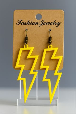 Pendientes rayo amarillo grande