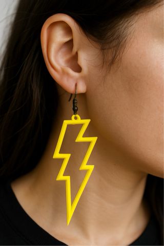 Pendientes rayo amarillo grande
