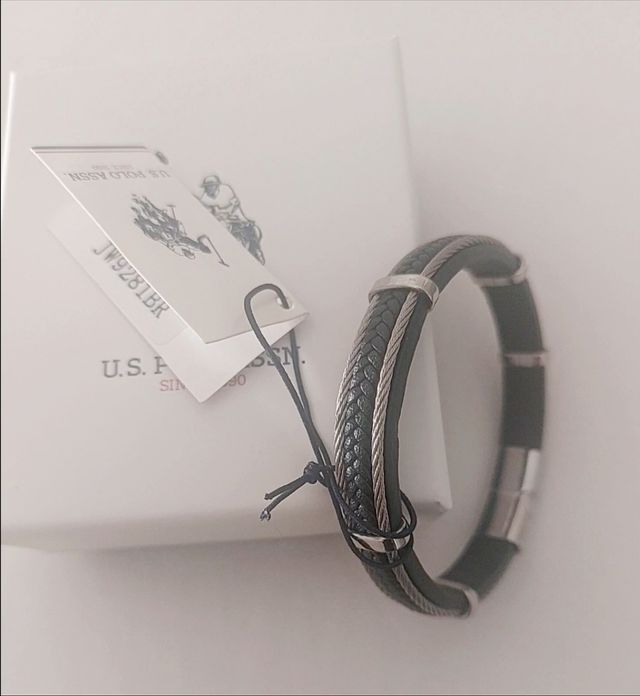 Pulsera U.S. Polo Assn. - Negra y Plata