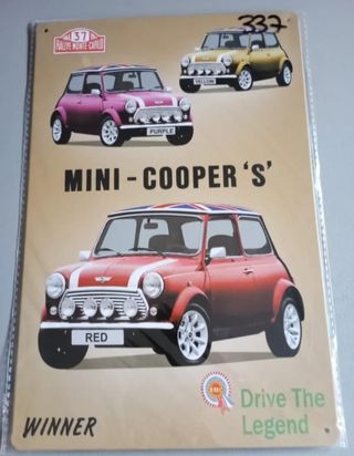 Mini Cooper - Placa metálica vintage