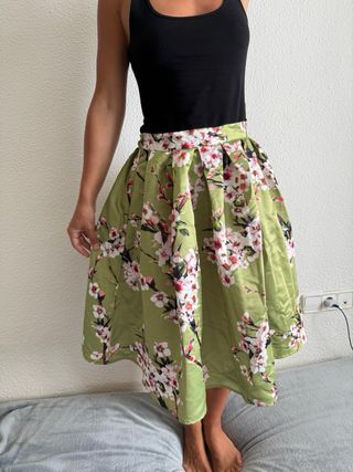 Falda floral verde M/L - Fiesta