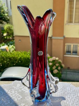 Vaso Vetro Murano Rosso-Blu