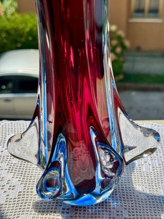 Vaso Vetro Murano Rosso-Blu