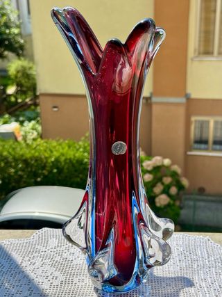 Vaso Vetro Murano Rosso-Blu