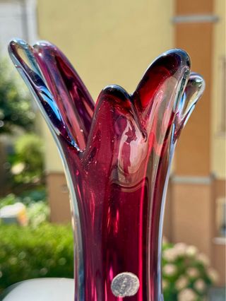 Vaso Vetro Murano Rosso-Blu