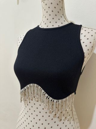 Top negro Zara pedreria