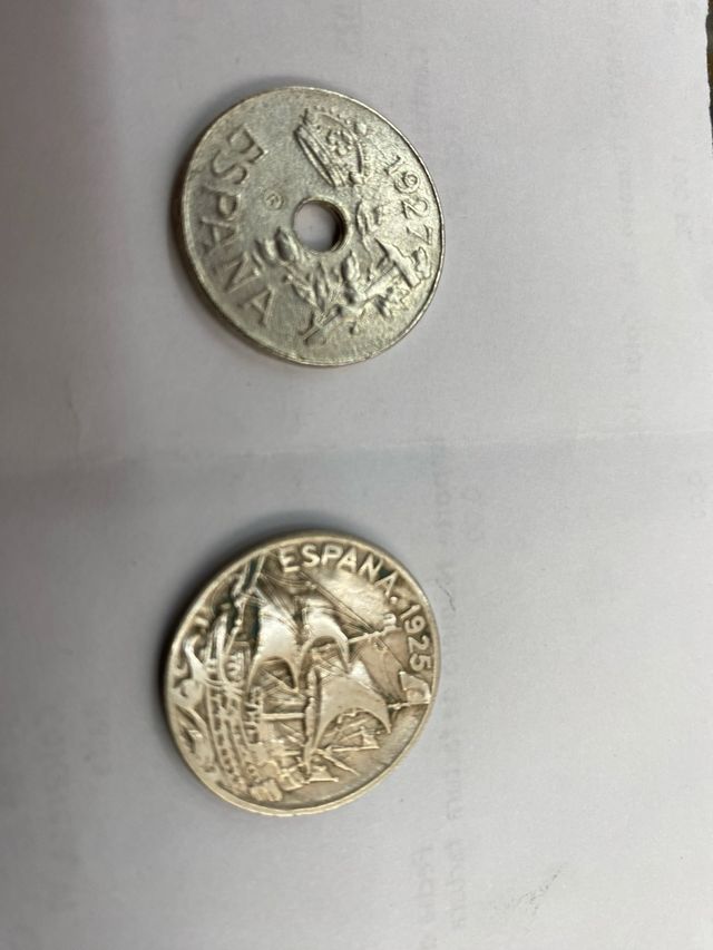 Monedas España 25 céntimos años 1925 , 27, 34 y 37
