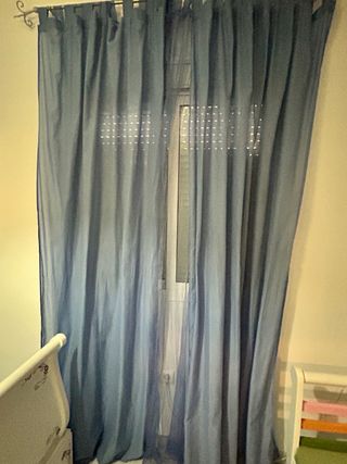 Cortinas azules + visillos