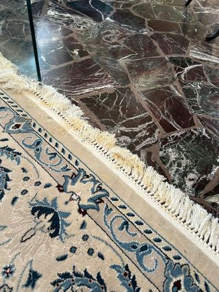Tappeto lana blu e beige orientale 
