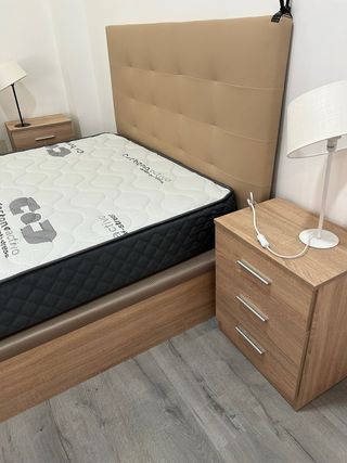 Cabecero cama beige - Piel sintética