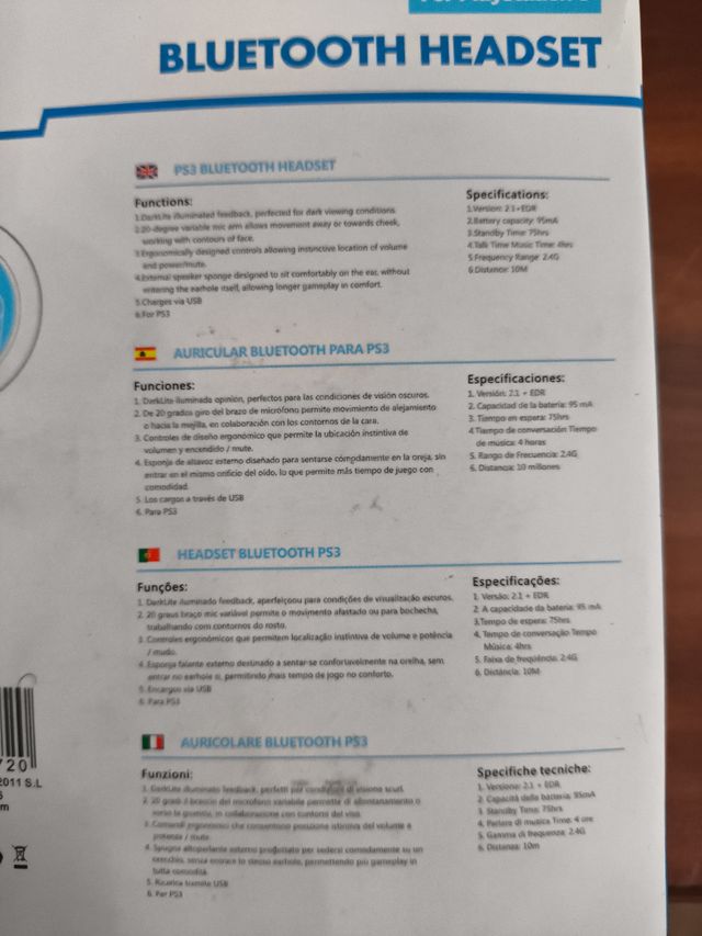 Auriculares Bluetooth MTK PS3