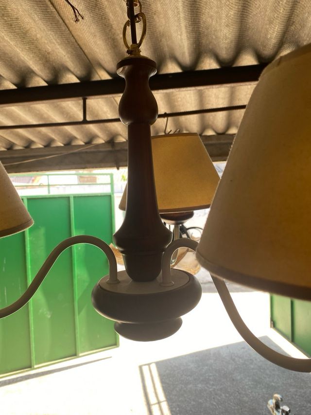 Lámpara techo 3 luces madera