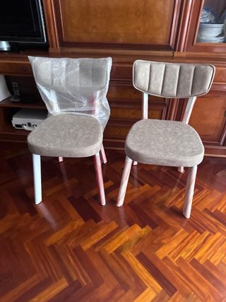 4 sillas comedor beige metal