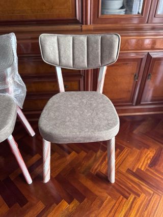 4 sillas comedor beige metal