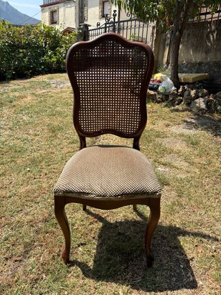 4 sillas vintage madera mimbre