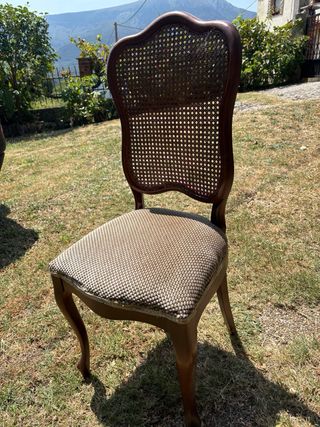 4 sillas vintage madera mimbre