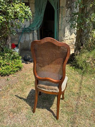 4 sillas vintage madera mimbre