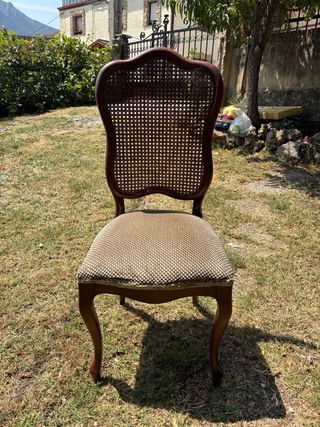 4 sillas vintage madera mimbre
