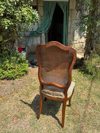 4 sillas vintage madera mimbre