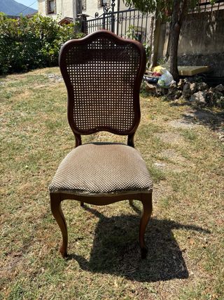 4 sillas vintage madera mimbre