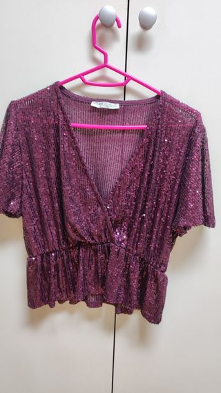 Blusa lentejuelas morada