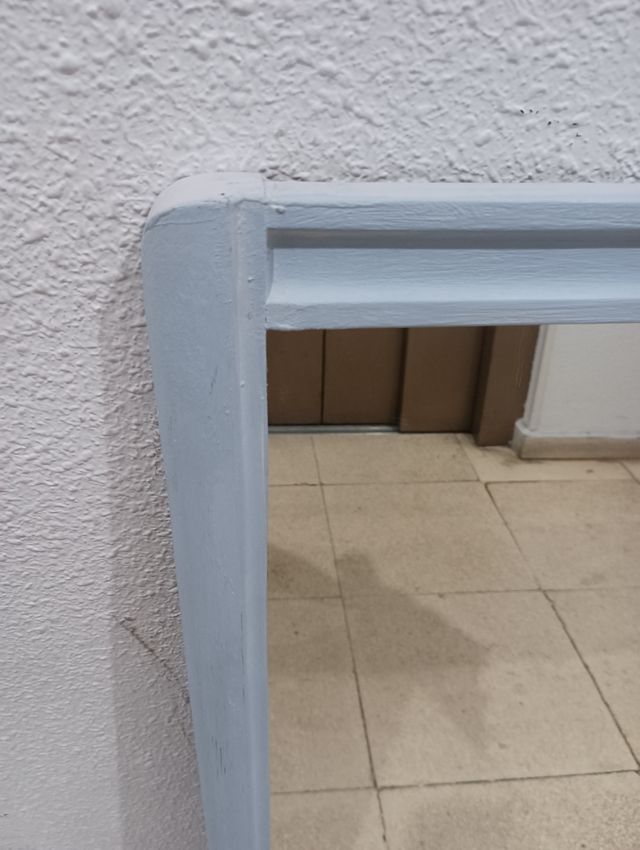 Espejo rectangular azul y blanco