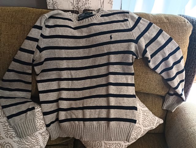 Jersey Polo Ralph Lauren rayas gris-marino L