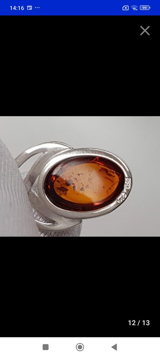 Colgante ámbar plata trenzado