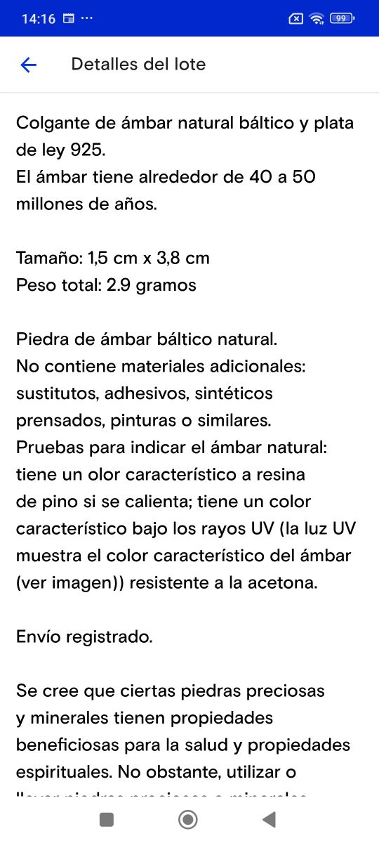 Colgante ámbar plata trenzado