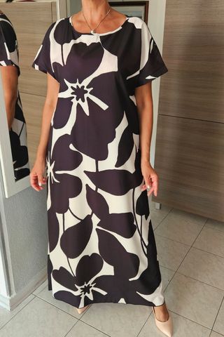 Vestito lungo elegante bianco e nero Tg XL