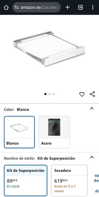 Kit apilamiento lavadora-secadora Blanco