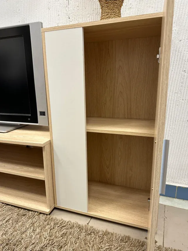 Mueble salón ECO madera blanco-marrón