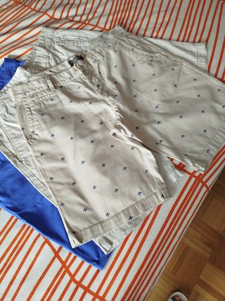 Bermudas de algodón - Beige y Azul