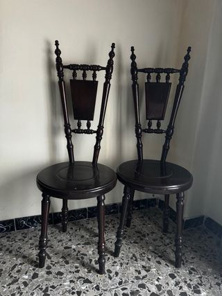 2 Sillas Madera Oscuro Antigüas