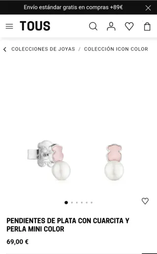OPORTUNIDAD, Pendientes Tous perla rosa| Plata
