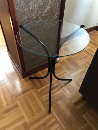 Mesita cristal redonda negra