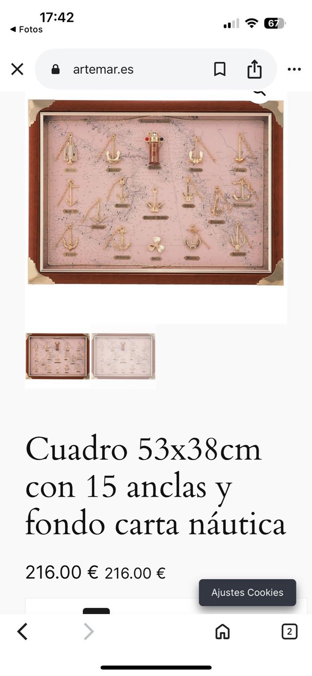 Cuadro náutico con 15 anclas