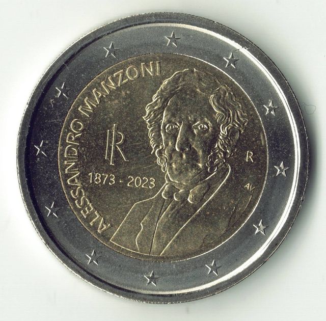 Moeda de 2 euros Itália 2023 UNC. Alessandro Manzoni